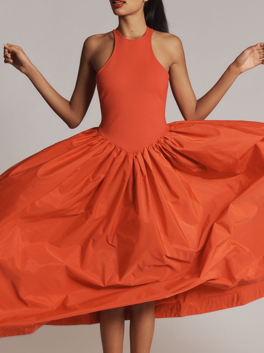 Anthropologie Sleek Sleeveless Red Maxi Dress with Flowing Gathered Skirt.NWT XL - Picture 8 of 8